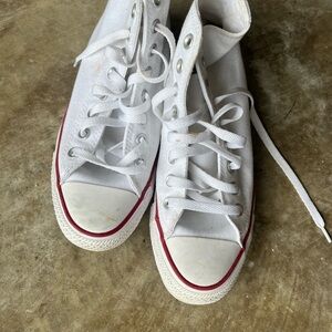 Converse White High-Tops with Red Accents